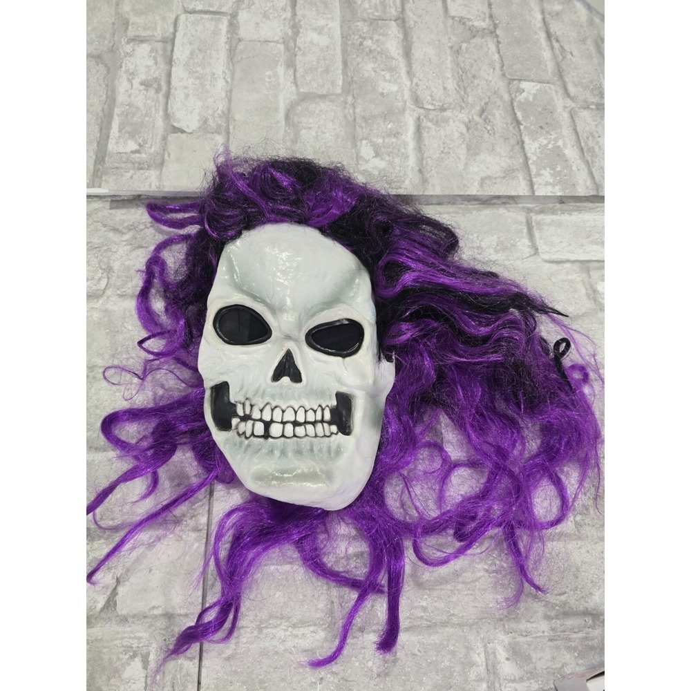 Vintage Easter Unlimited 90s Skull Mask Skeleton Halloween Face Purple Hair